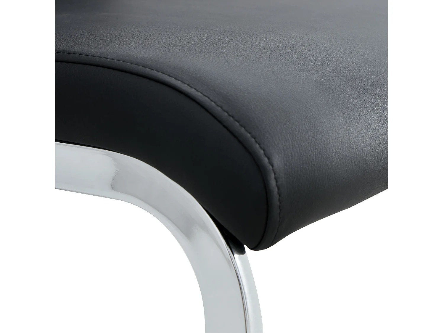 Lot de 6 chaises de salle à manger - Similicuir noir et lin - Dossier rembourré - Pieds argentés