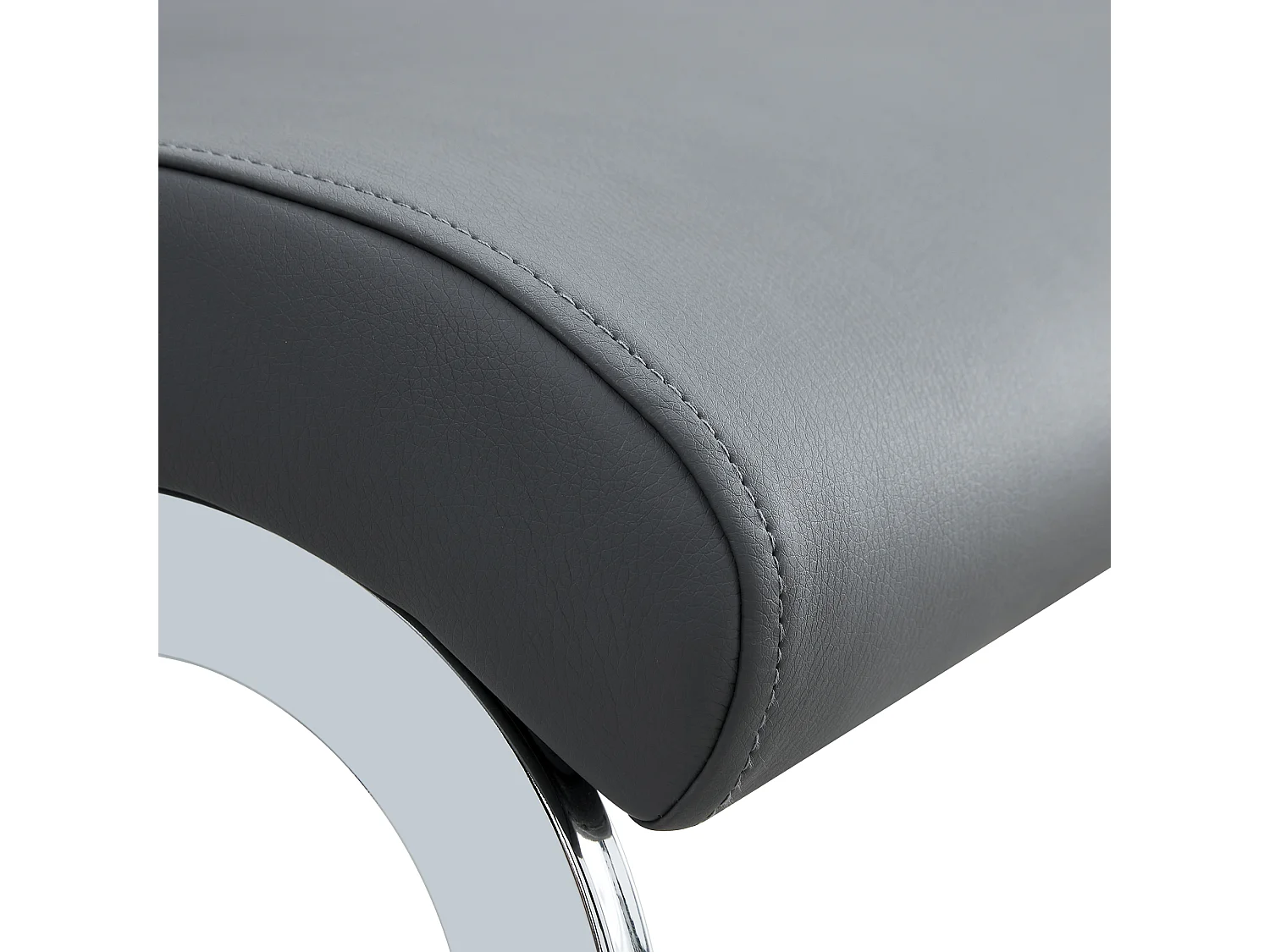 Lot de 6 chaises de salle à manger - Similicuir gris et lin - Dossier rembourré - Pieds argentés