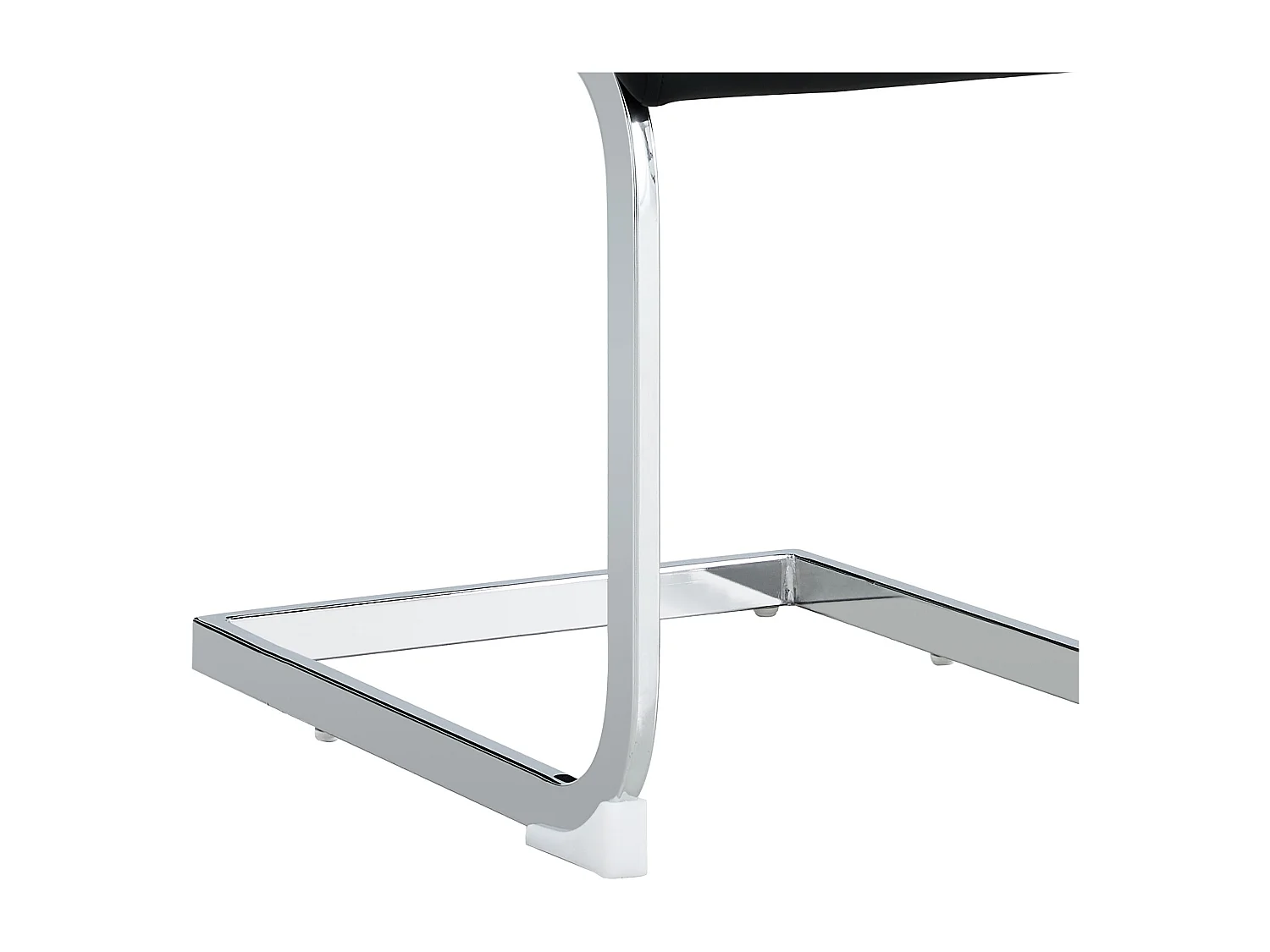 Lot de 2 chaises de salle à manger - Similicuir noir et lin - Dossier rembourré - Pieds argentés