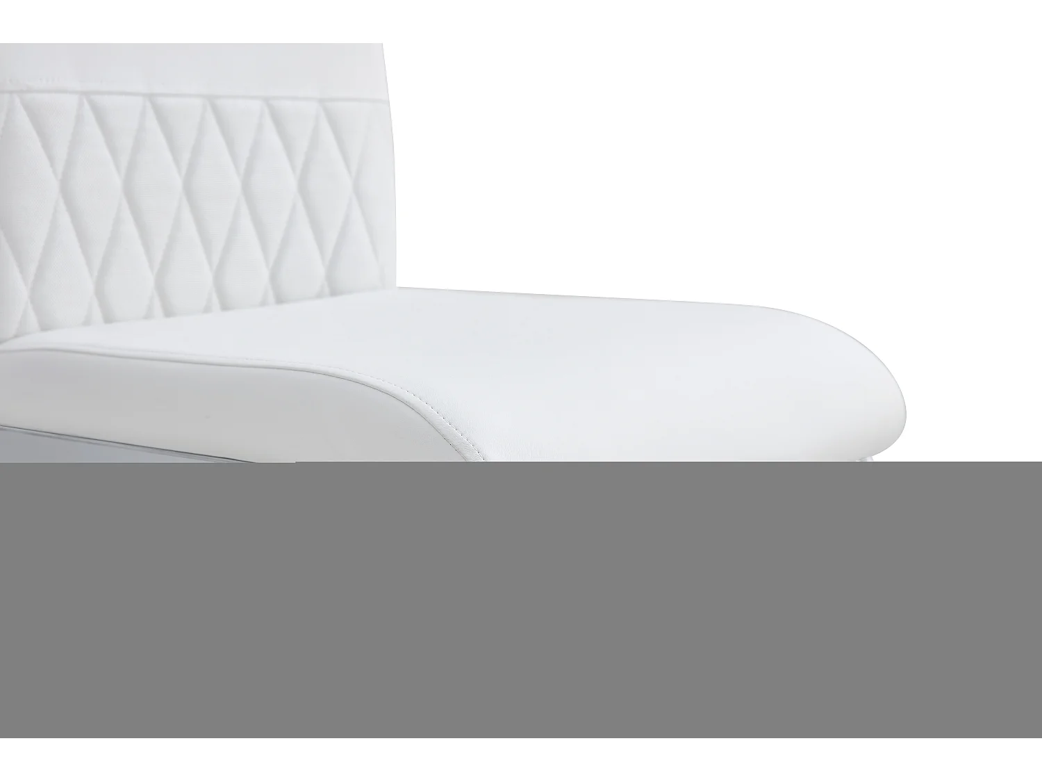 Lot de 6 chaises de salle à manger - Similicuir blanc et lin - Dossier rembourré - Pieds argentés