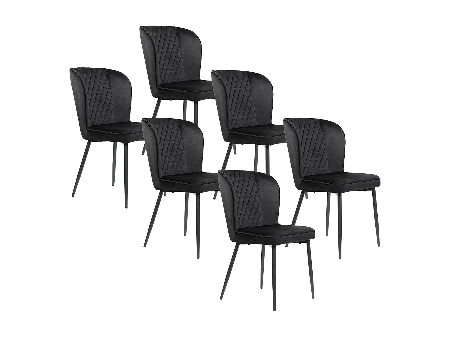 Lot de 6 Chaise de salle à manger Design rembourré Structure Métallique - Noir