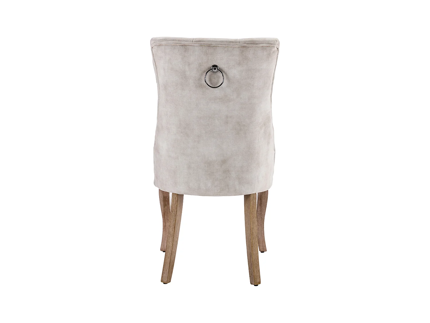 Set van 4 eetkamerstoelen - lichtbeige fluweel - gewatteerde rugleuning - knoopdecoratie - houten poten