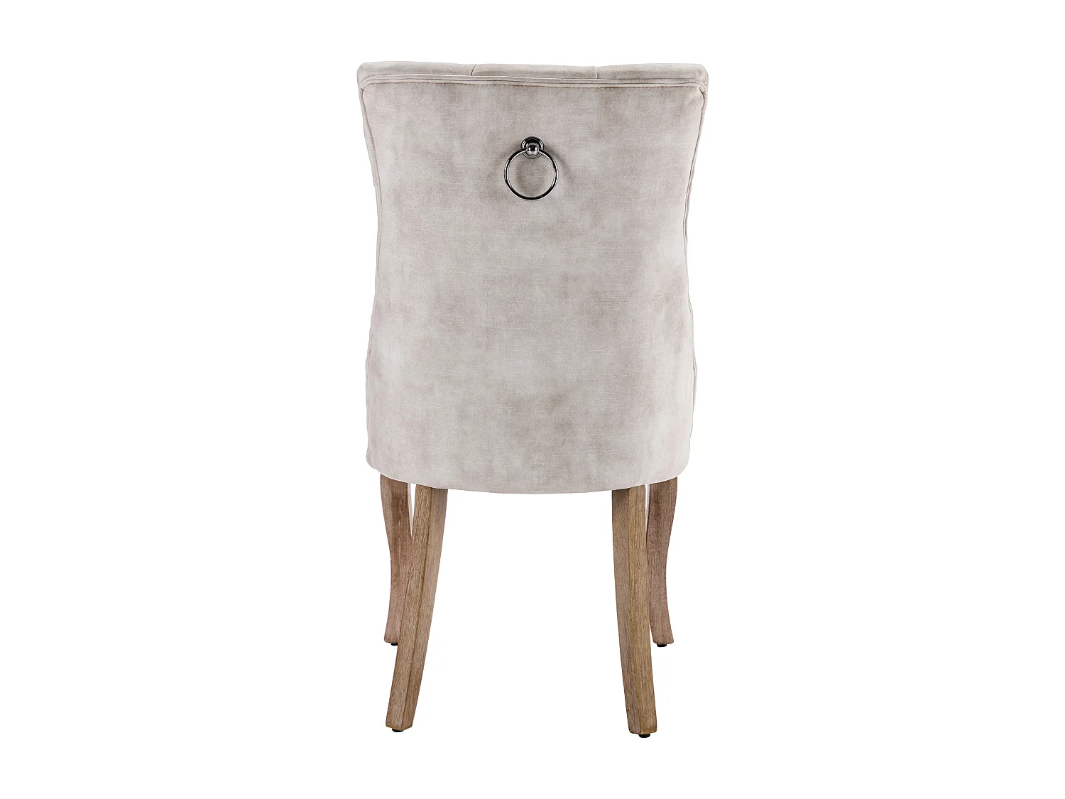 Lot de 4 chaises de salle à manger - velours beige clair - dossier rembourré - décoration boutons - pieds en bois