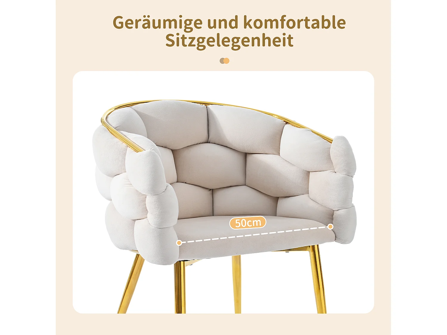 Chaises de luxe en velours et métal Style Moderne Pieds en métal - Beige