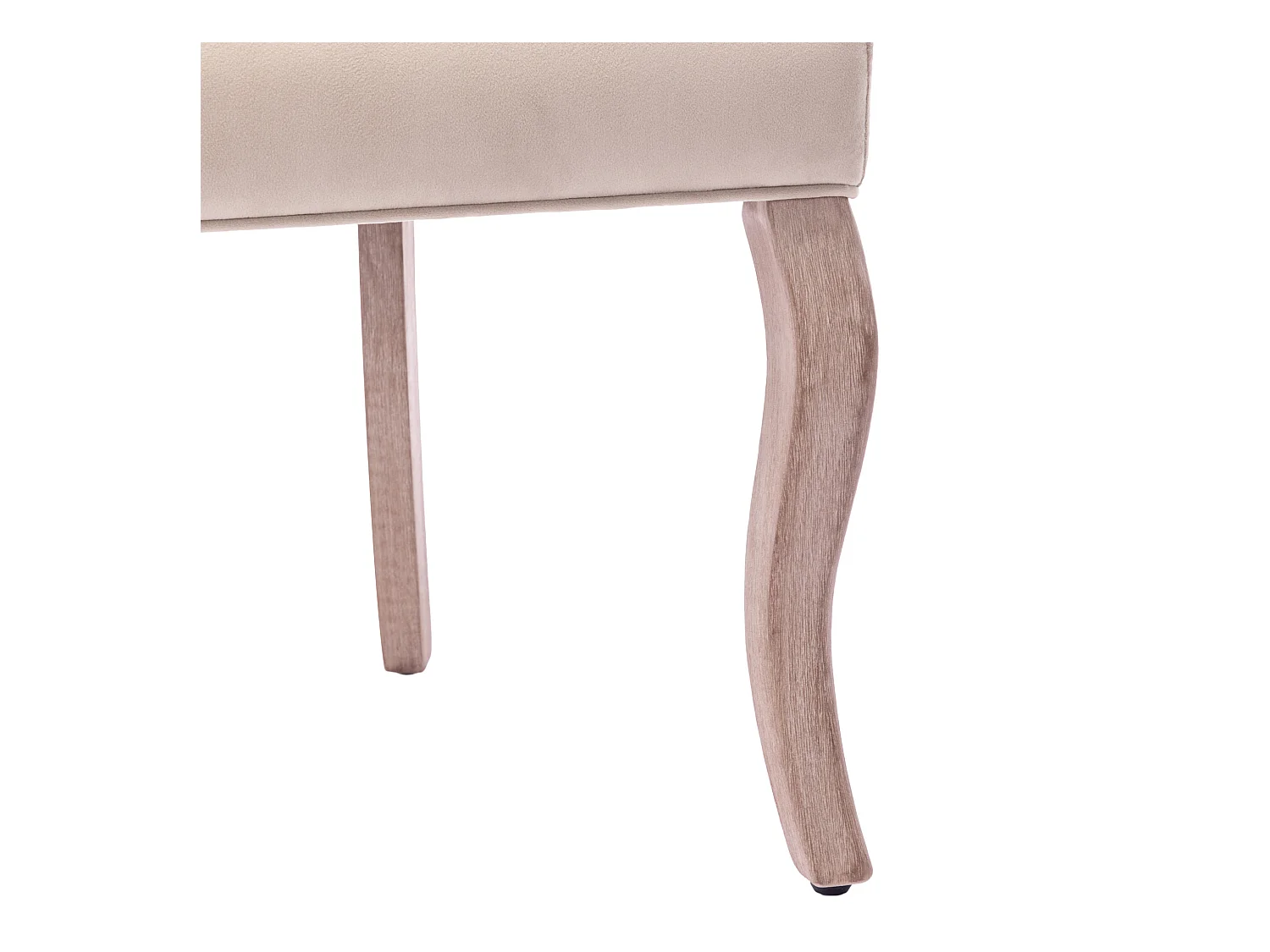 Set van 4 eetkamerstoelen - beige fluweel - gestoffeerde rugleuning - houten poten