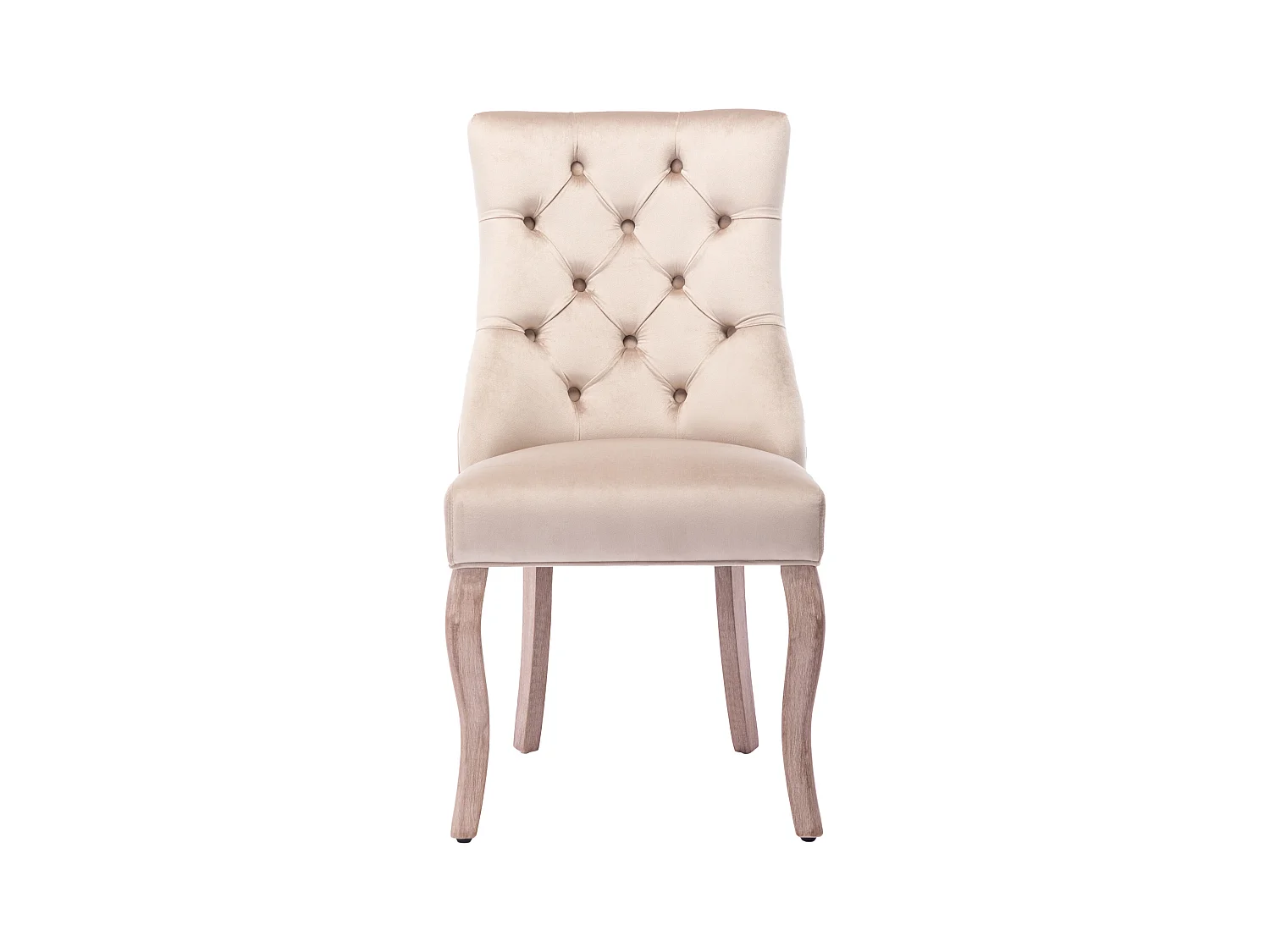 Set van 4 eetkamerstoelen - beige fluweel - gestoffeerde rugleuning - houten poten