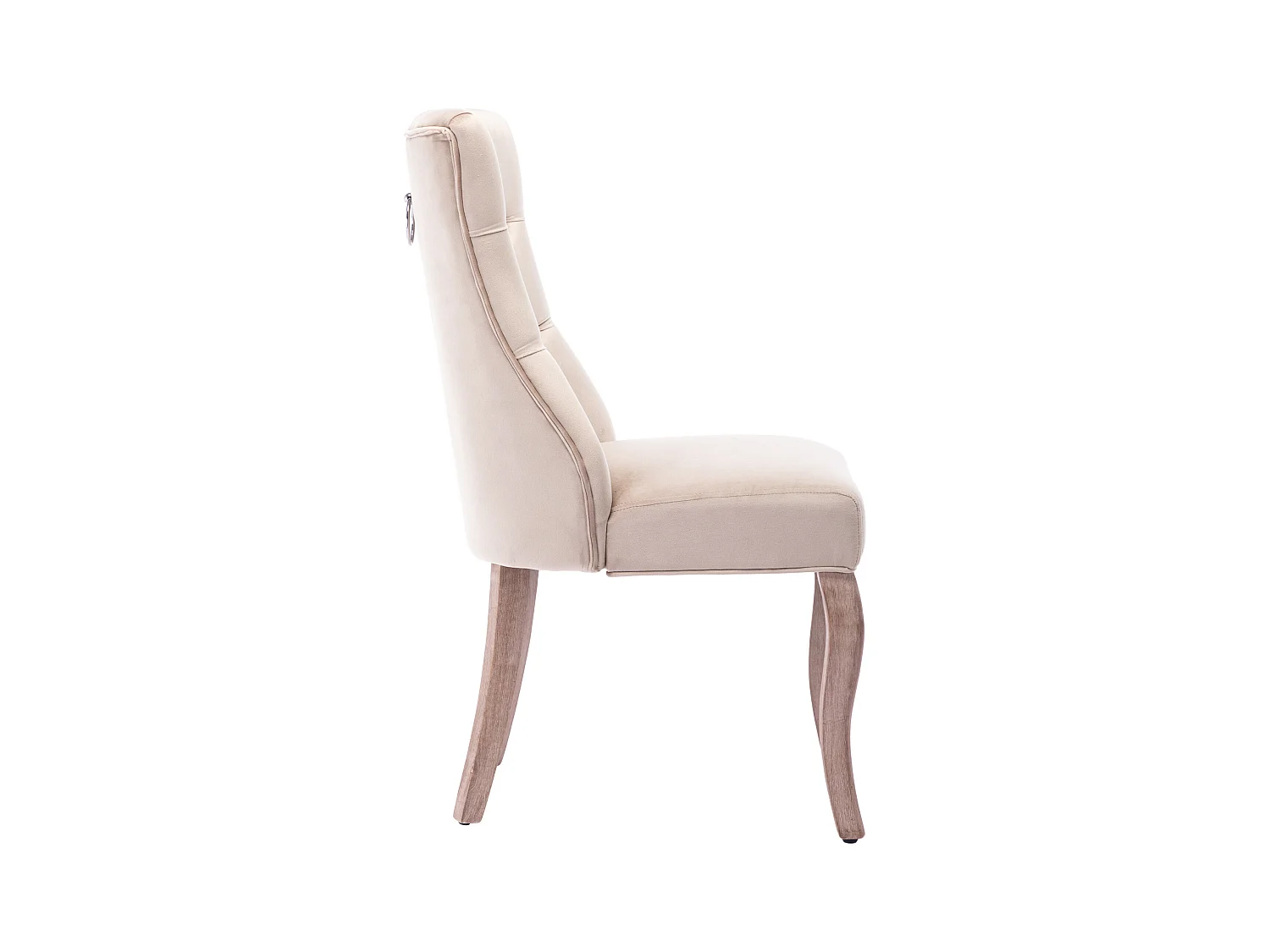 Set van 4 eetkamerstoelen - beige fluweel - gestoffeerde rugleuning - houten poten