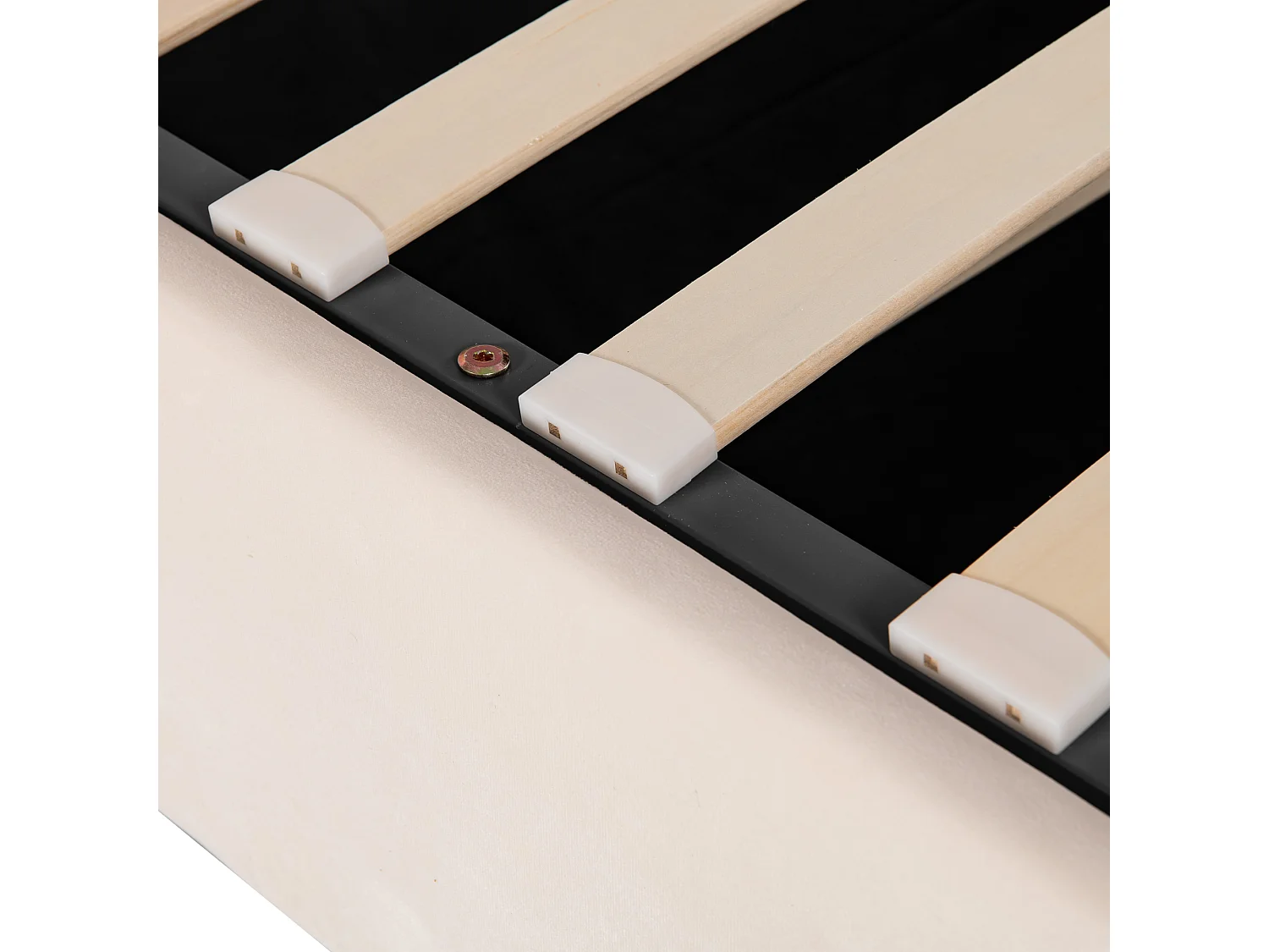 180 x 200 cm Bett mit Stauraum – beigefarbener Samtstoff – Doppelbett mit verstellbarem Kopfteil und Lattenrost – ohne Matratze