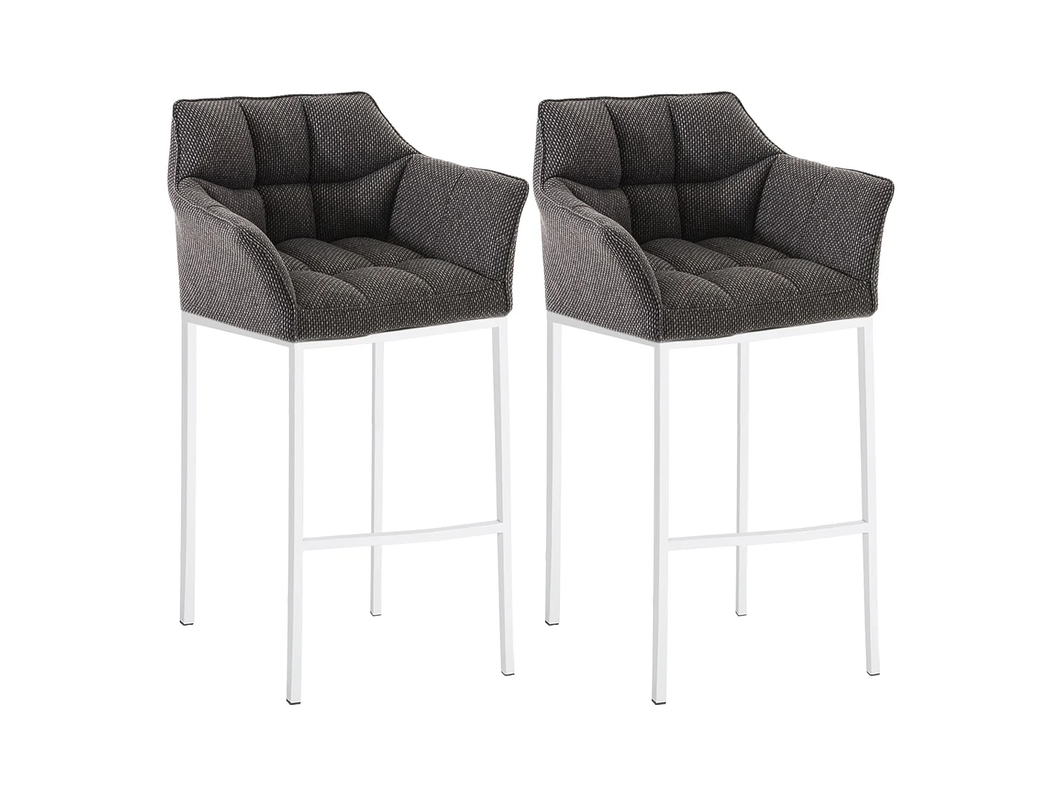 Lot de 2  Tabouret de bar - Tissu & Blanc - Gris titane - Damaso