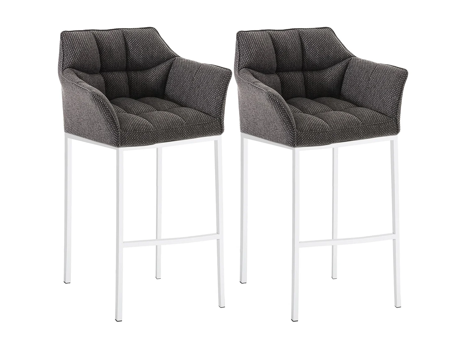 Lot de 2  Tabouret de bar - Tissu & Blanc - Gris titane - Damaso