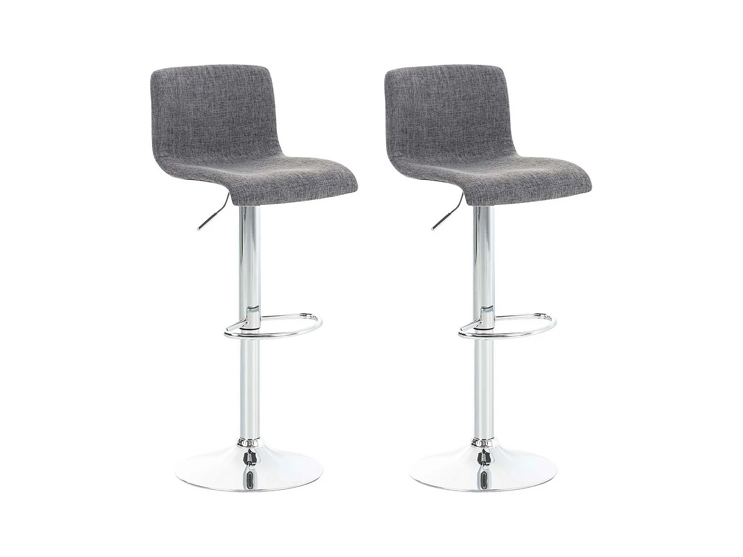 Lot de 2  Tabouret de bar - Tissu & Métal chromé - Gris clair - Hover