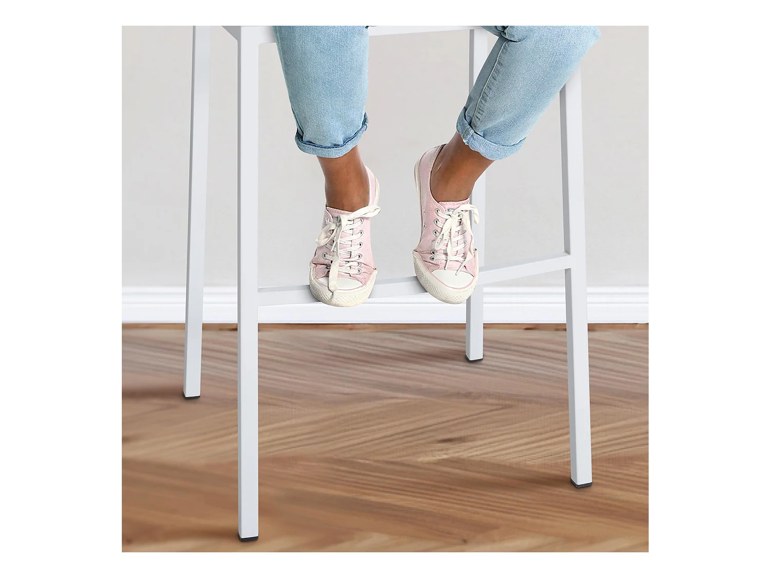Lot de 2  Tabouret de bar - Tissu & Blanc - Marron terre - Damaso
