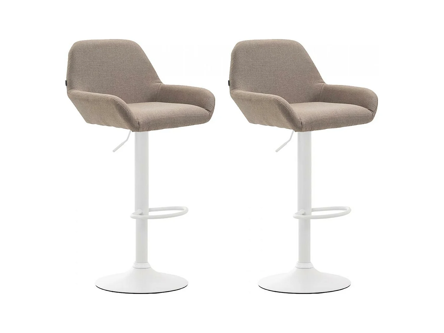 Lot de 2  Tabouret de bar - Tissu & Métal chromé - Taupe - Braga