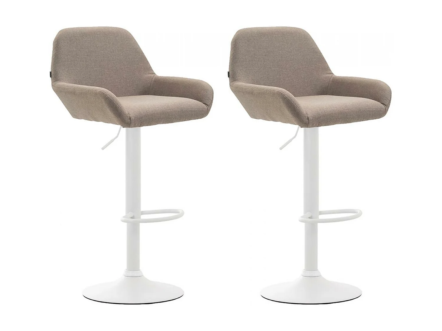 Lot de 2  Tabouret de bar - Tissu & Métal chromé - Taupe - Braga