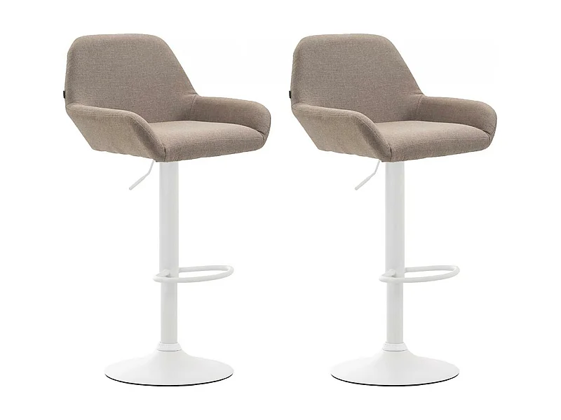 Lot de 2  Tabouret de bar - Tissu & Métal chromé - Taupe - Braga