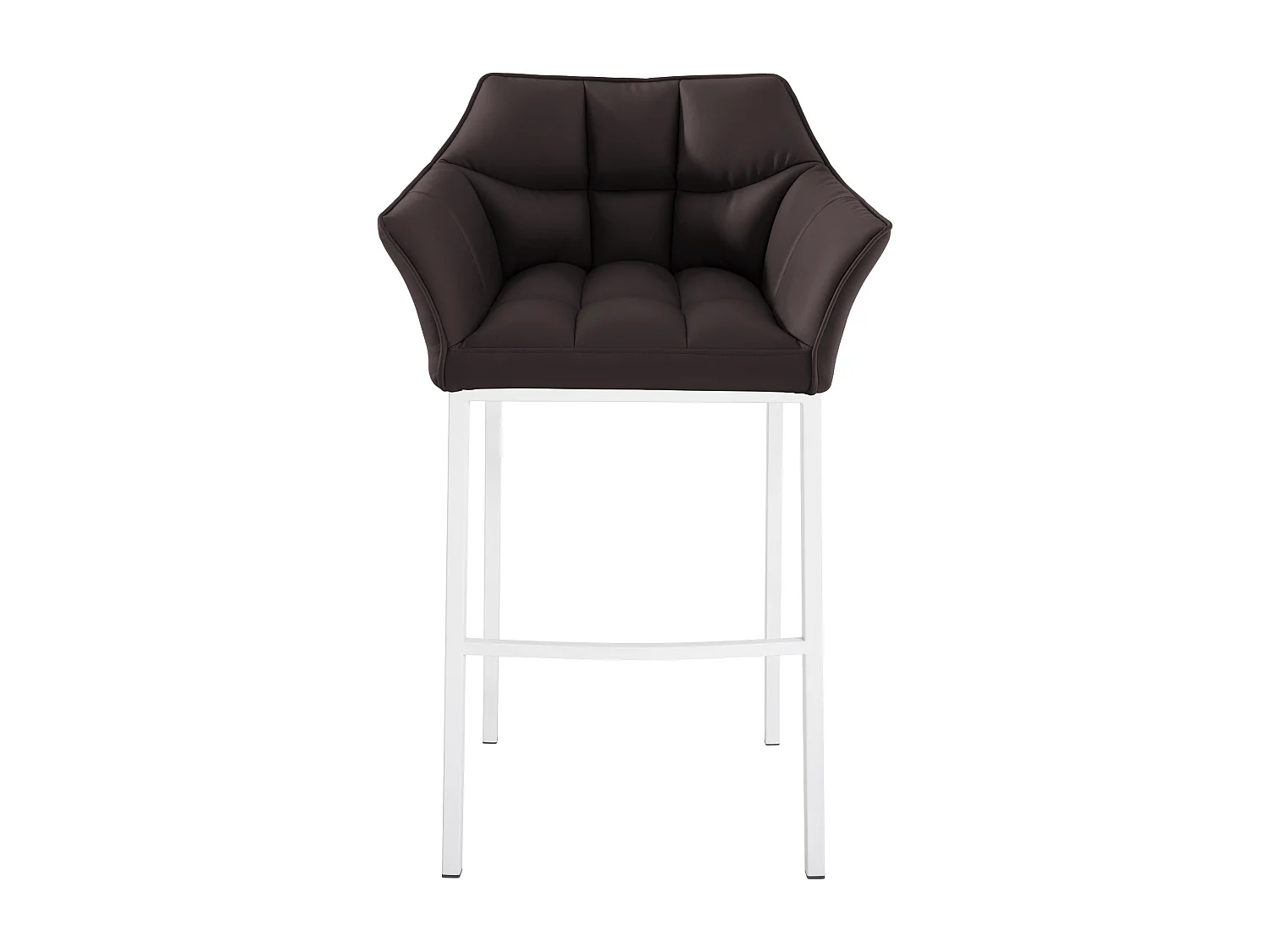 Tabouret de bar - Similicuir & Blanc - Marron - Damaso