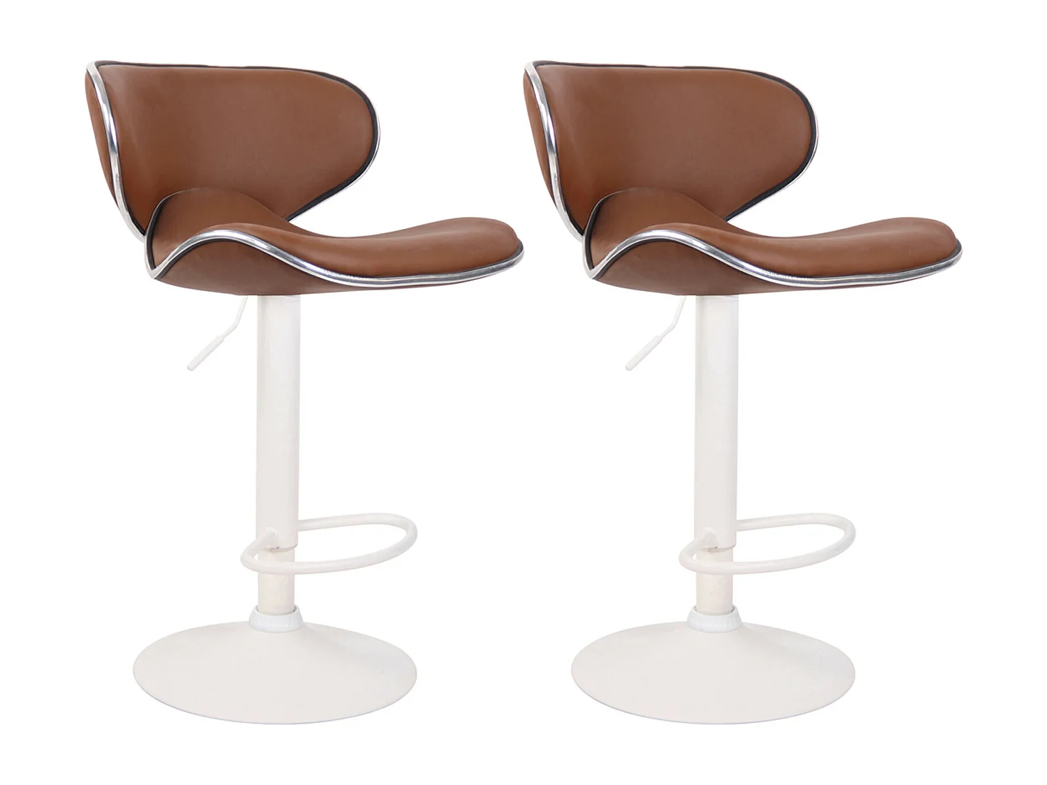 Lot de 2  Tabouret de bar - Similicuir & Blanc - Marron clair - Las Vegas v2