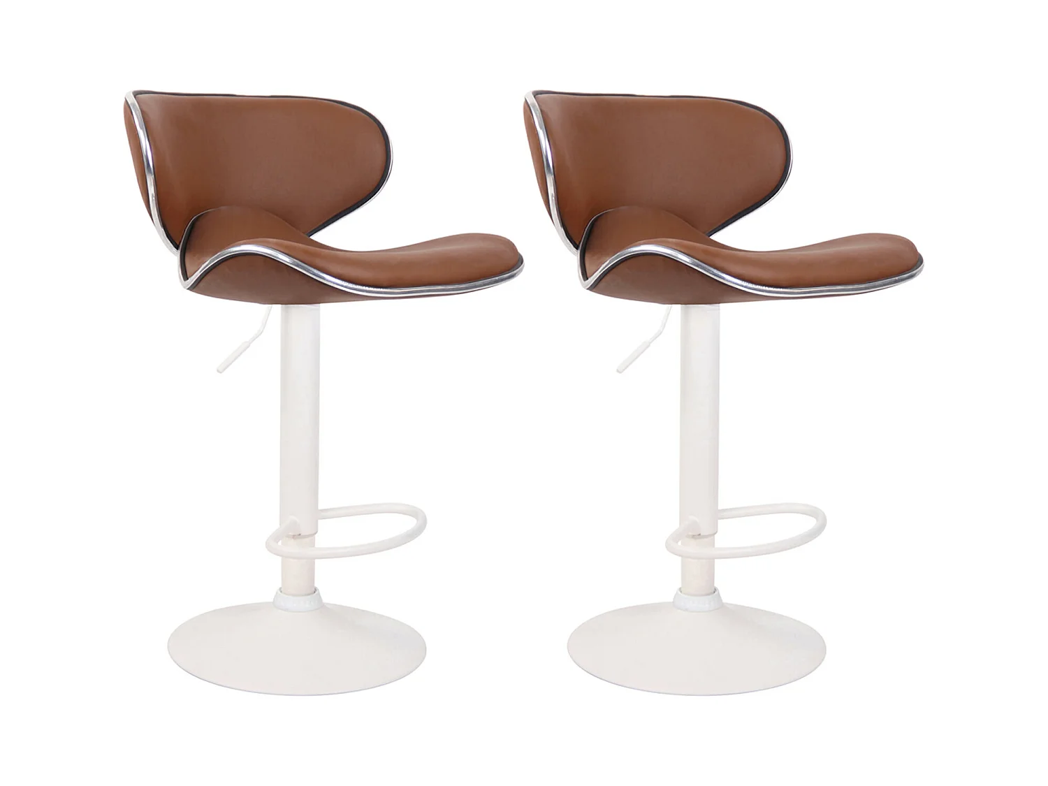 Lot de 2  Tabouret de bar - Similicuir & Blanc - Marron clair - Las Vegas v2