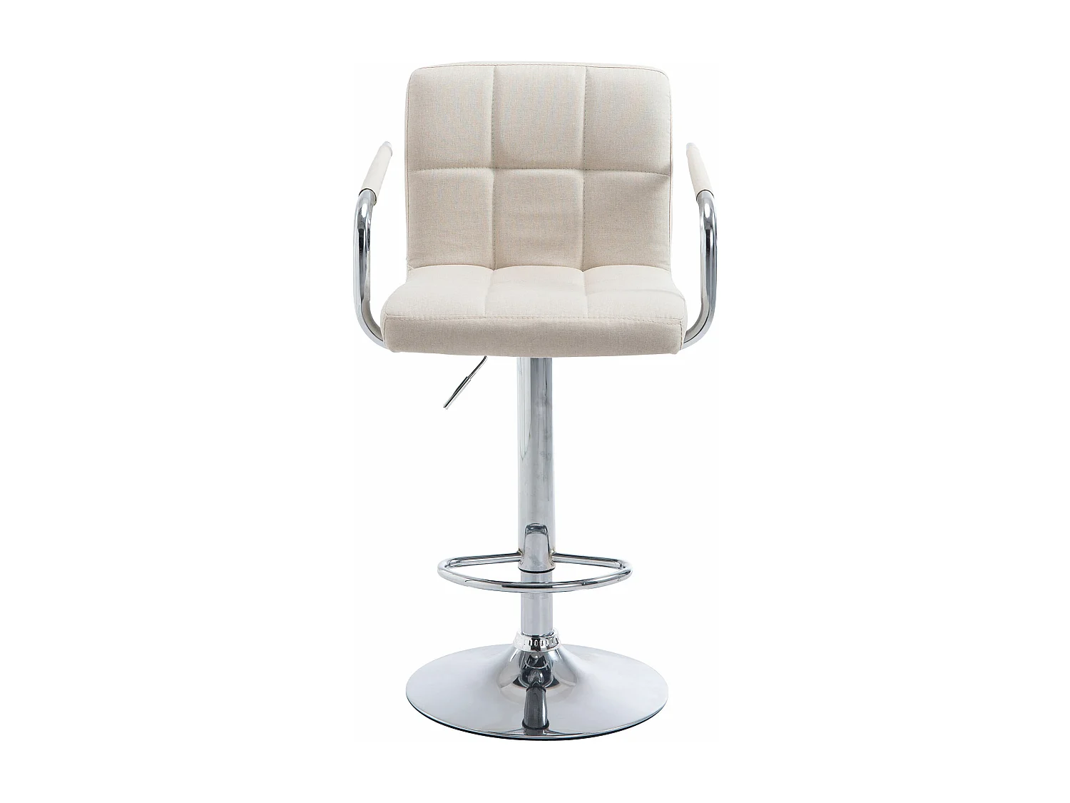 Lot de 2  Tabouret de bar - Tissu & Métal chromé - Beige - Lucy V2