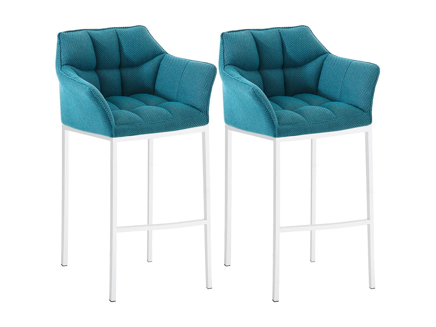 Lot de 2  Tabouret de bar - Tissu & Blanc - Turquoise - Damaso