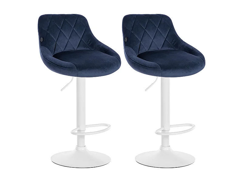 Lot de 2  Tabouret de bar - Velours & Métal - Bleu - Lazio