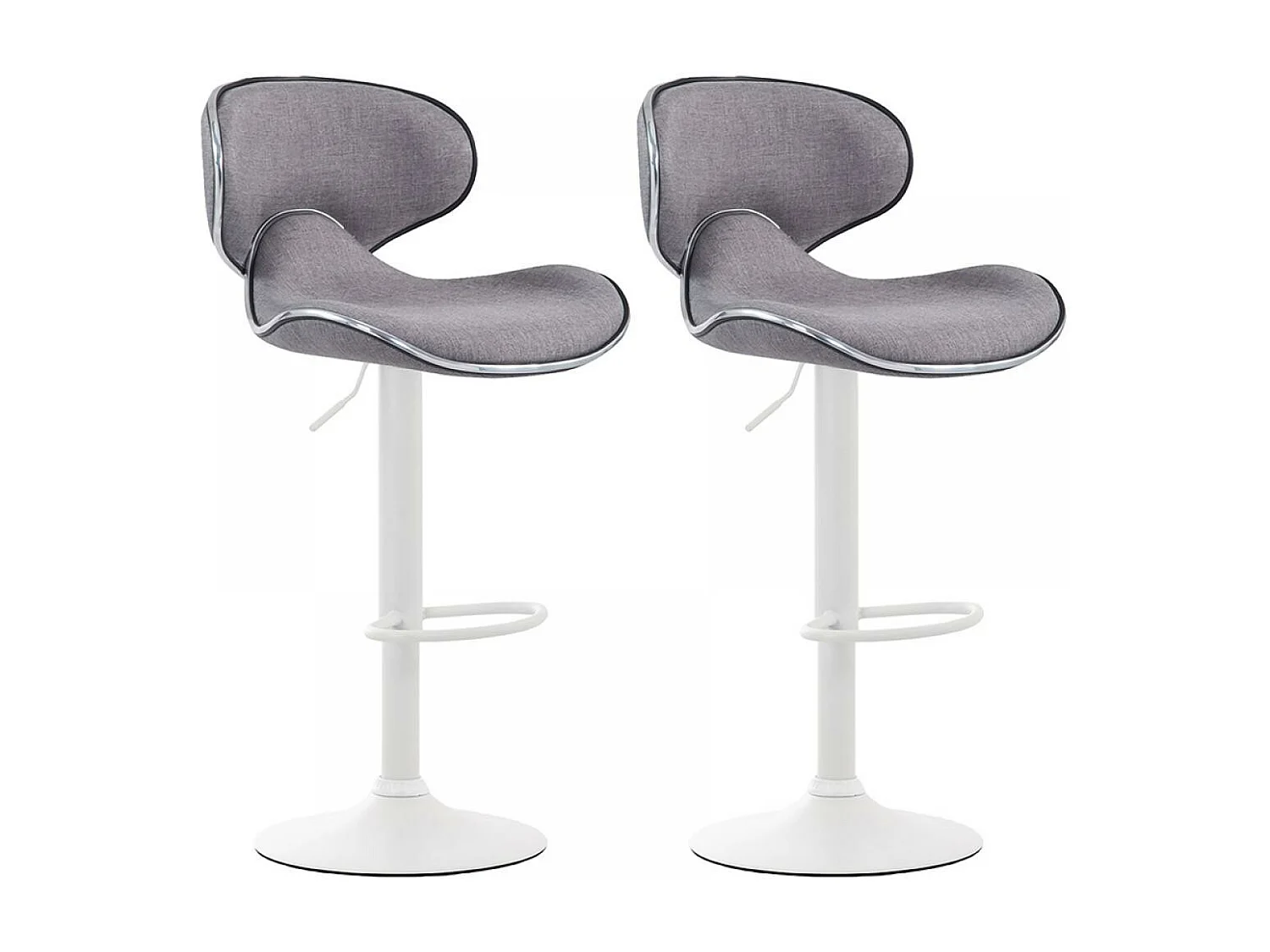 Lot de 2  Tabouret de bar - Tissu & Métal chromé - Gris clair - Las Vegas V2