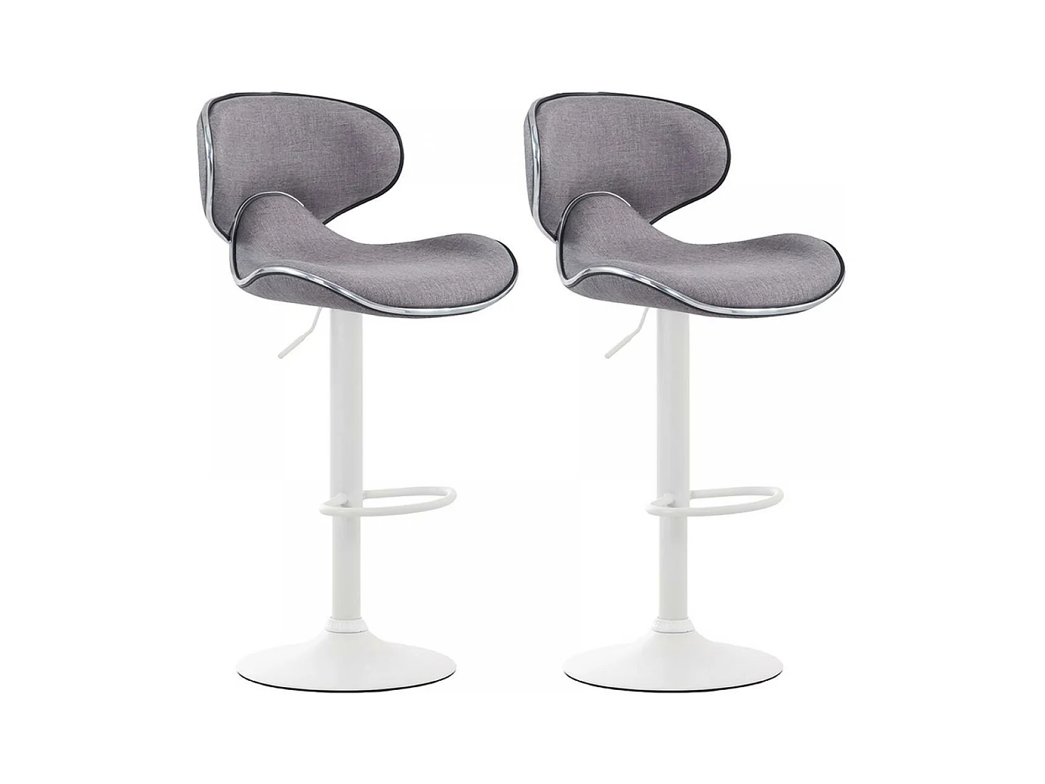 Lot de 2  Tabouret de bar - Tissu & Métal chromé - Gris clair - Las Vegas V2