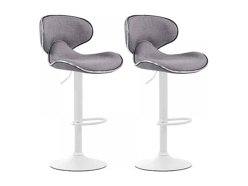 Lot de 2  Tabouret de bar - Tissu & Métal chromé - Gris clair - Las Vegas V2