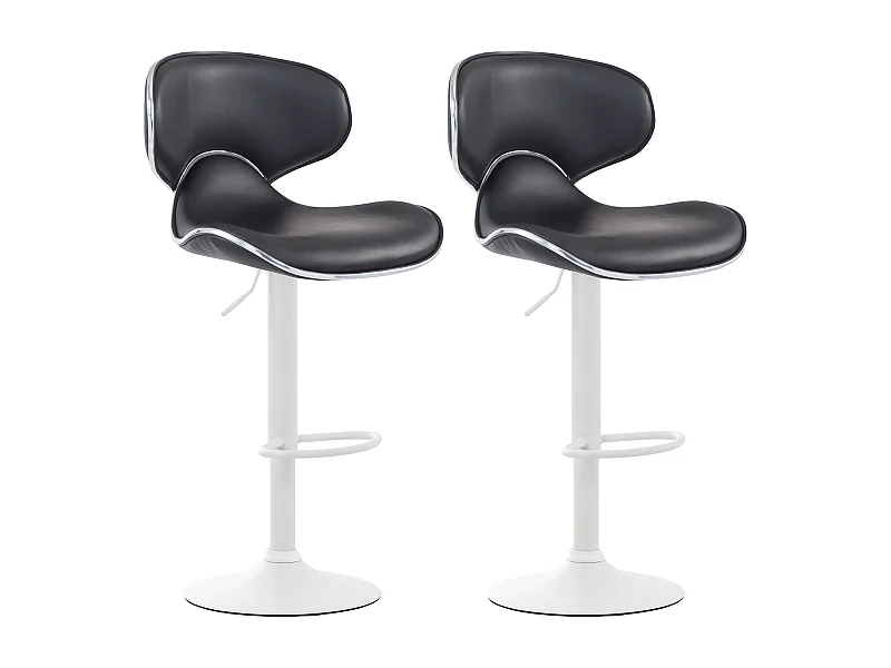 Lot de 2  Tabouret de bar - Similicuir & Blanc - Noir - Las Vegas v2