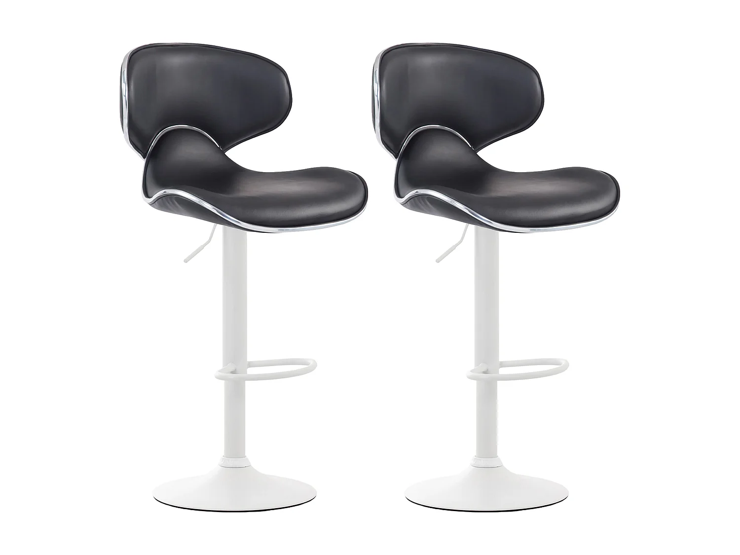 Lot de 2  Tabouret de bar - Similicuir & Blanc - Noir - Las Vegas v2