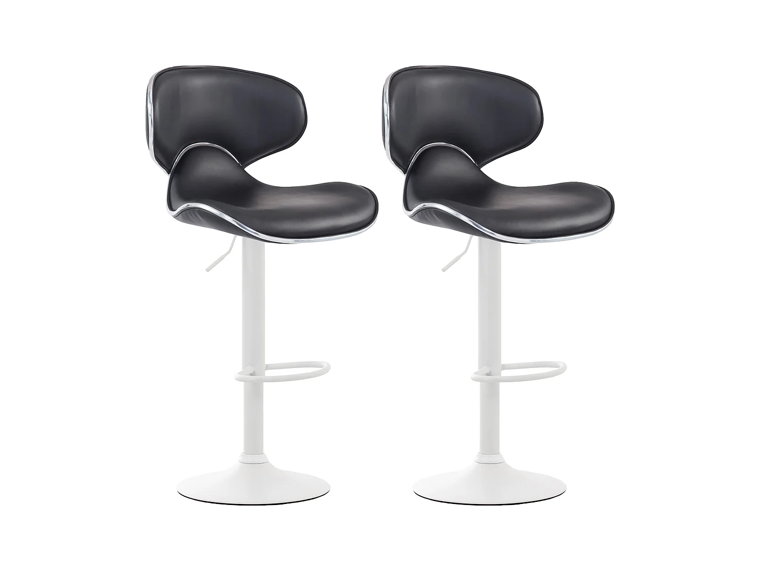 Lot de 2  Tabouret de bar - Similicuir & Blanc - Noir - Las Vegas v2