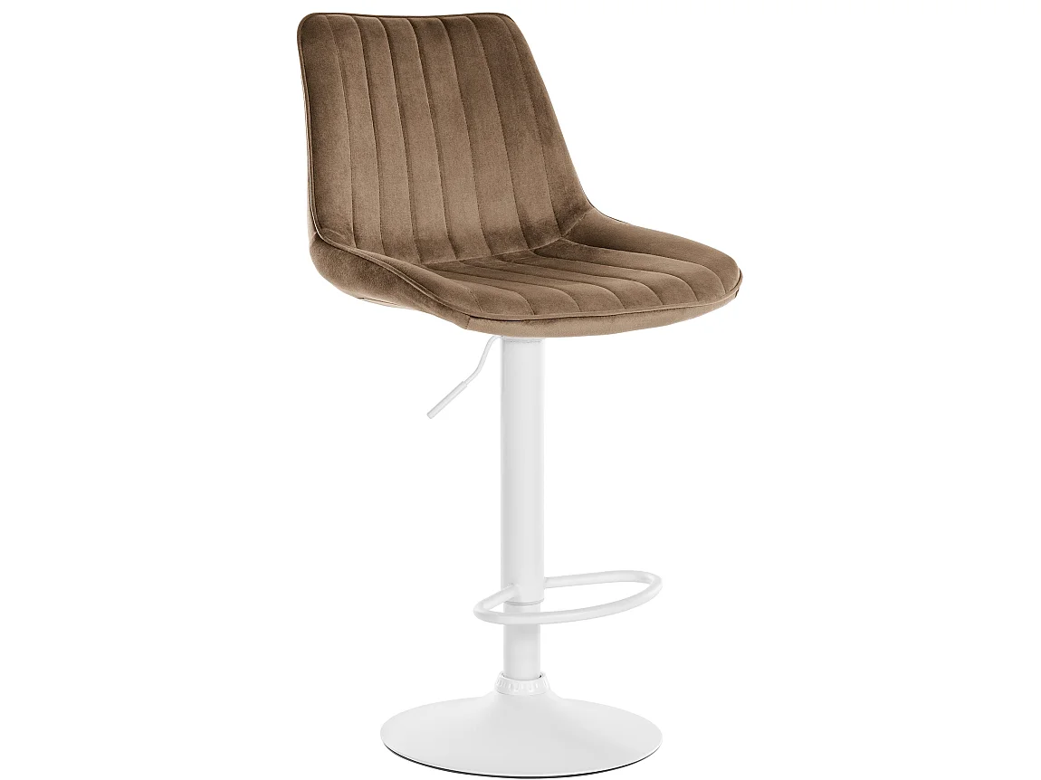Tabouret de bar - Velours & Blanc - Marron - Toni