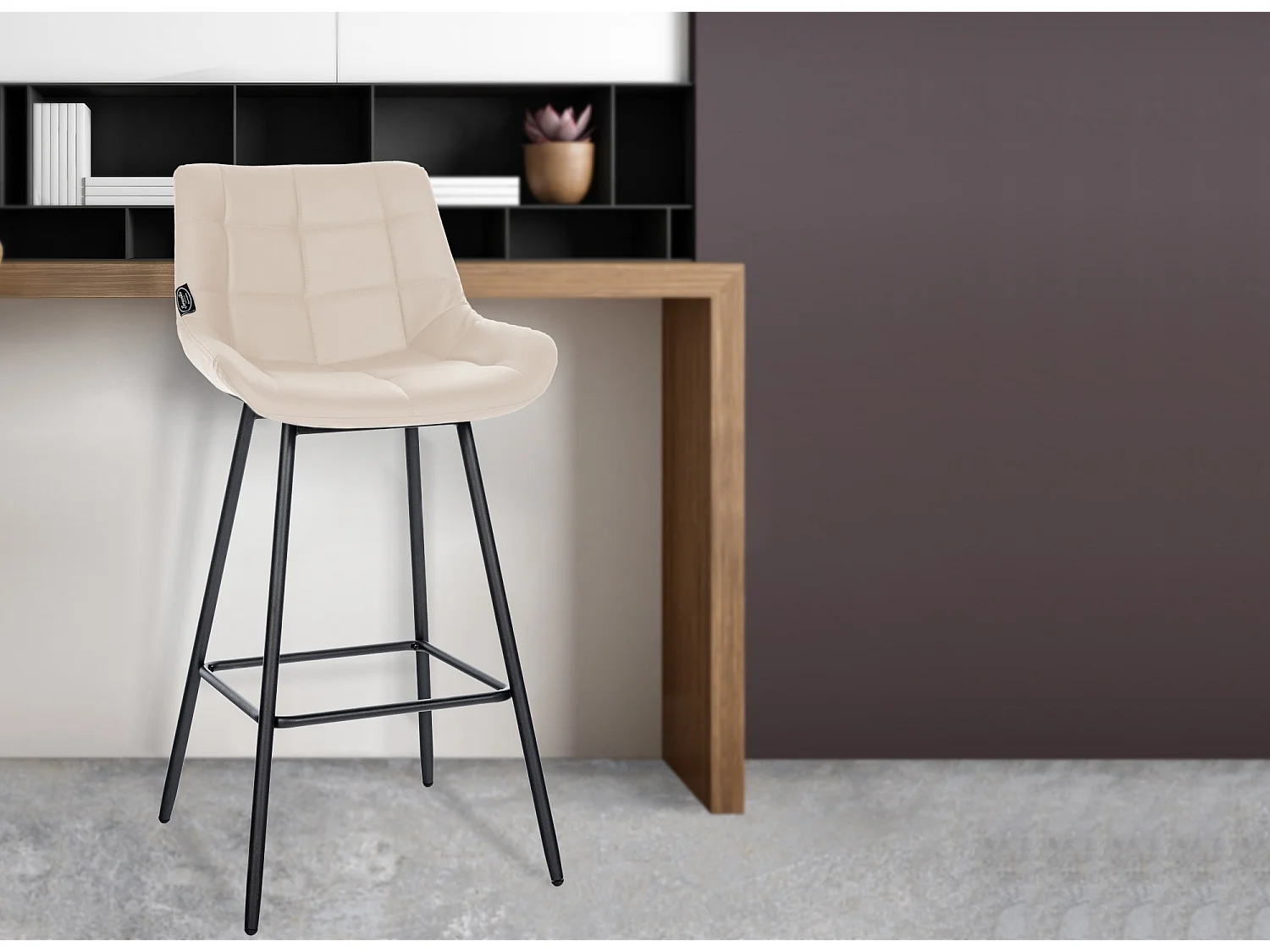 Tabouret de bar - Similicuir & Métal - Crème - Weston