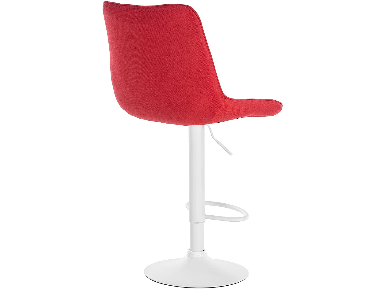 Tabouret de bar - Tissu & Blanc - Rouge - Toni