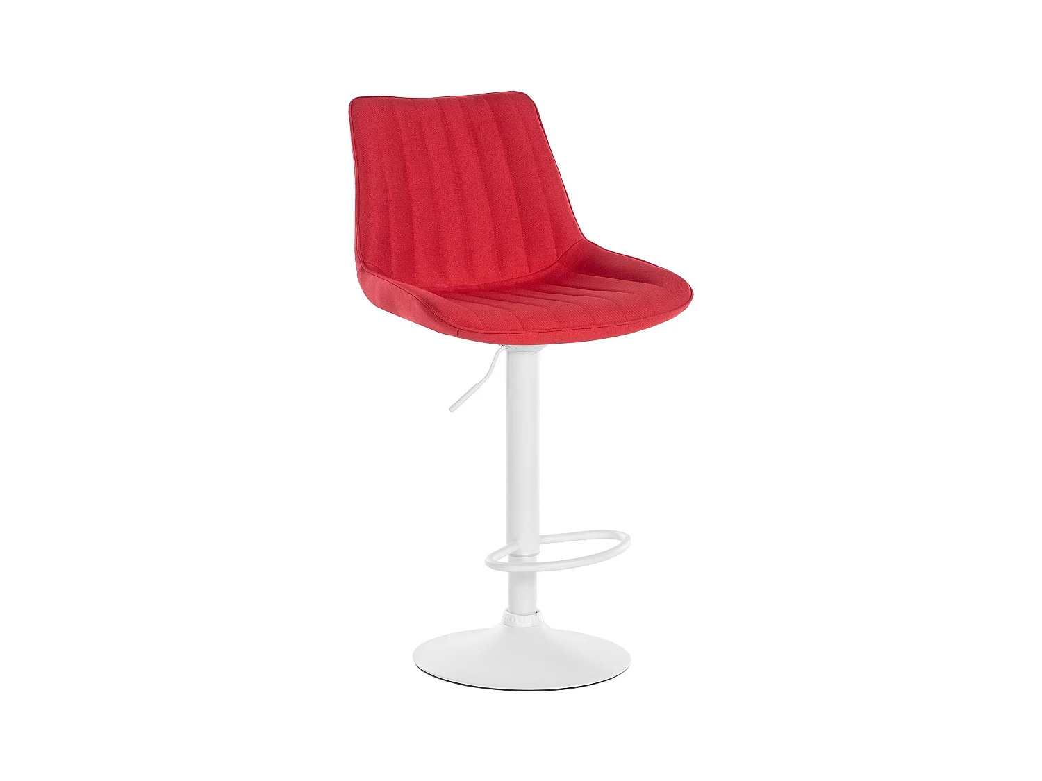 Tabouret de bar - Tissu & Blanc - Rouge - Toni