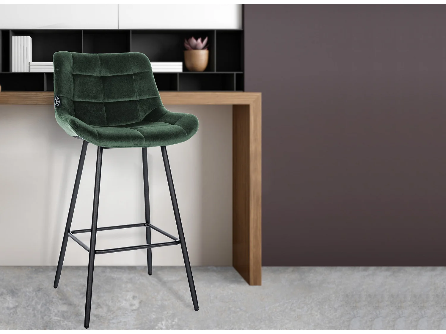 Tabouret de bar - Velours - Vert foncé - Weston