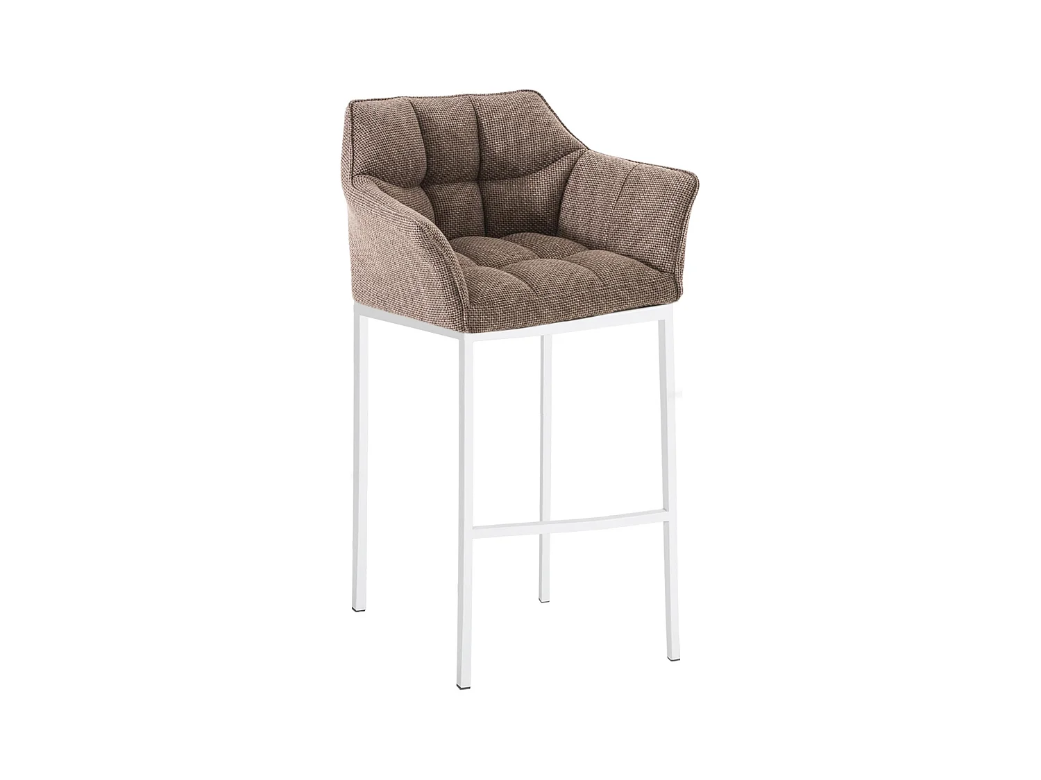 Tabouret de bar - Tissu & Blanc - Marron terre - Damaso