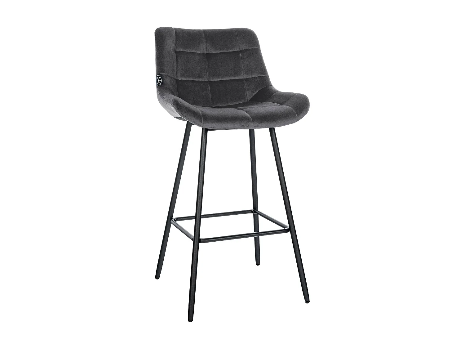 Tabouret de bar - Velours & Métal - Gris foncé - Weston