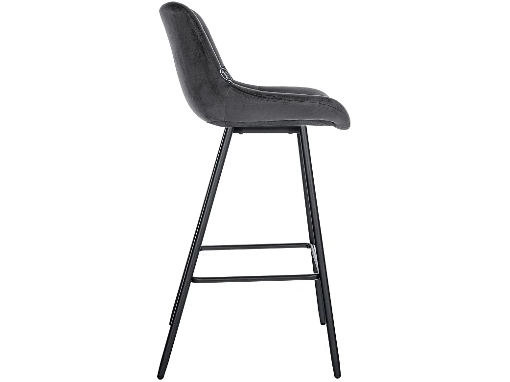 Tabouret de bar - Velours - Gris foncé - Weston