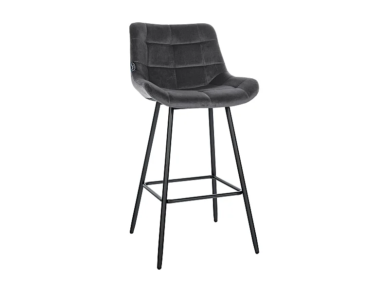 Tabouret de bar - Velours & Métal - Gris foncé - Weston