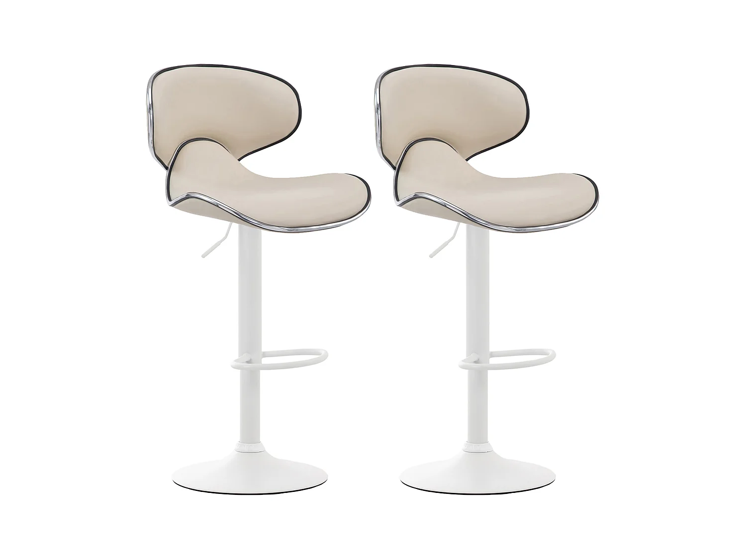 Lot de 2  Tabouret de bar - Similicuir & Blanc - Crème - Las Vegas v2