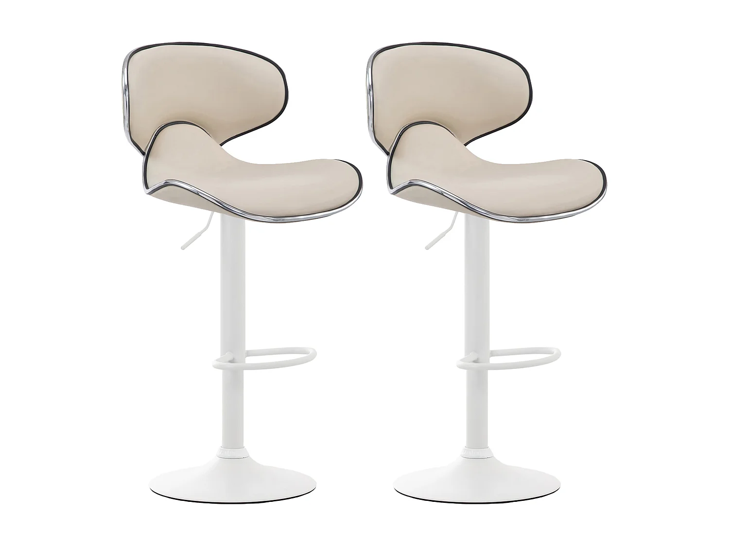 Lot de 2  Tabouret de bar - Similicuir & Blanc - Crème - Las Vegas v2
