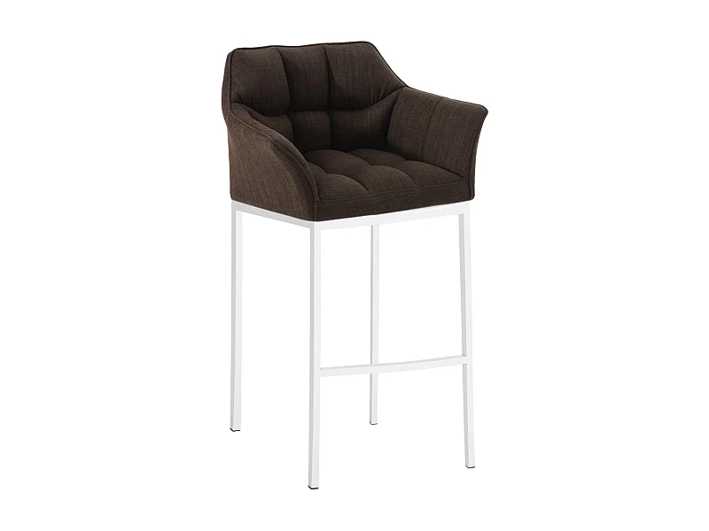 Tabouret de bar - Tissu & Blanc - Marron - Damaso