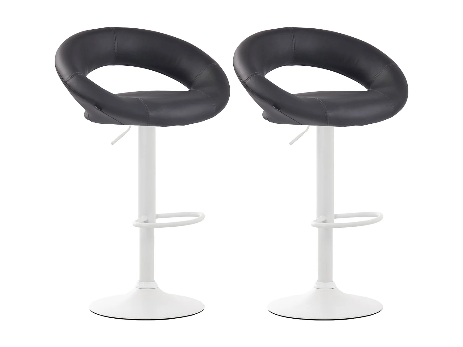Lot de 2  Tabouret de bar - Similicuir & Métal - Gris - Olinda