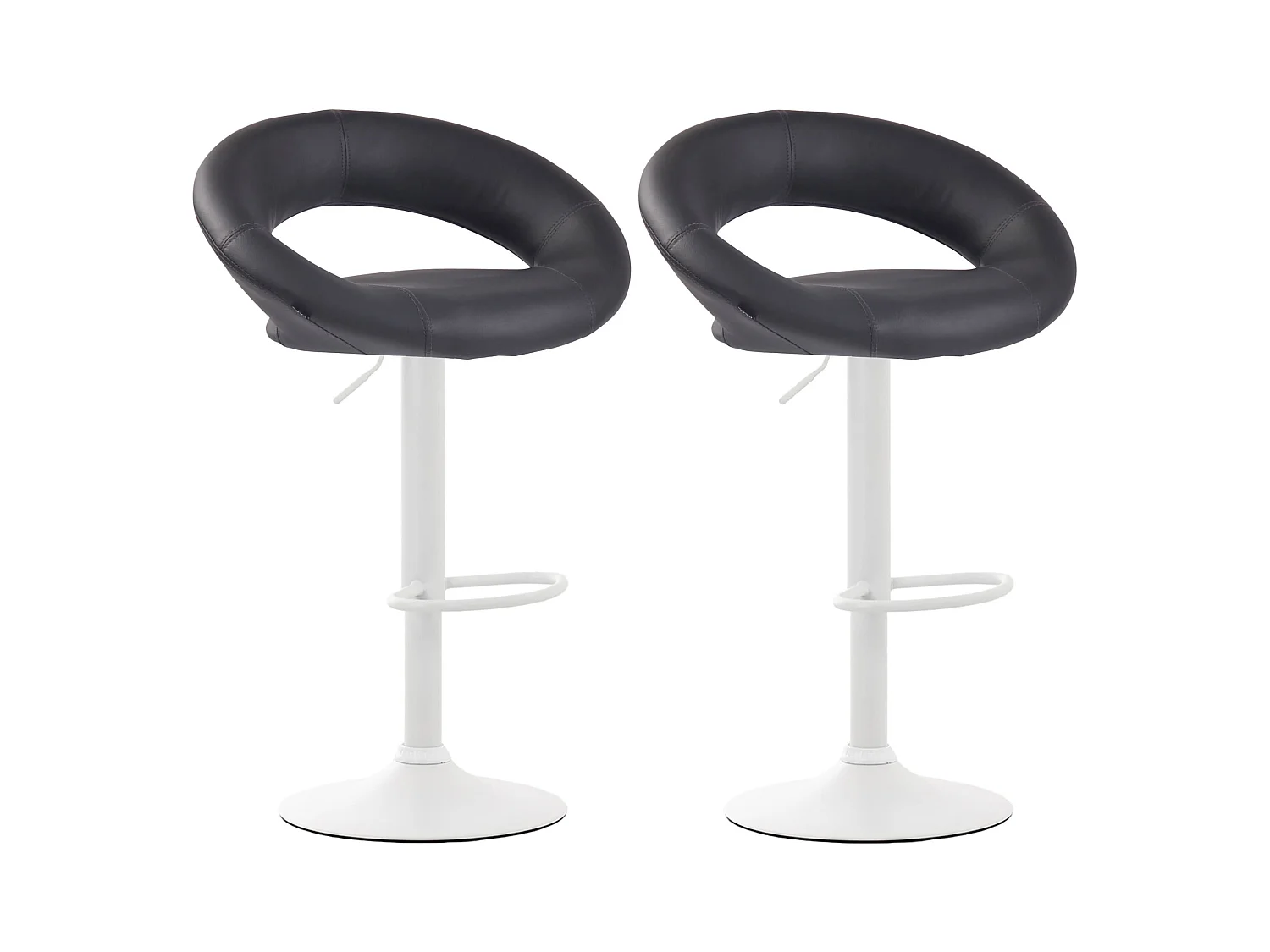 Lot de 2  Tabouret de bar - Similicuir & Métal - Gris - Olinda