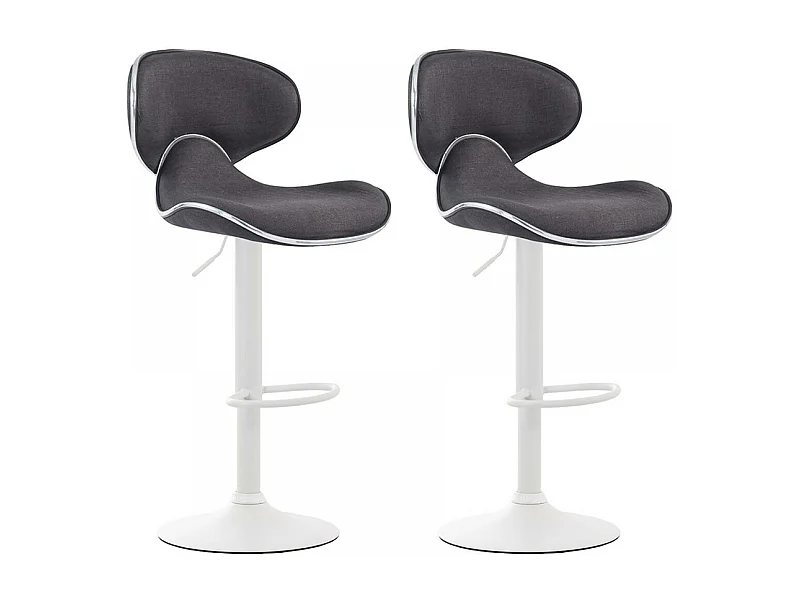 Lot de 2  Tabouret de bar - Tissu & Métal chromé - Gris foncé - Las Vegas V2