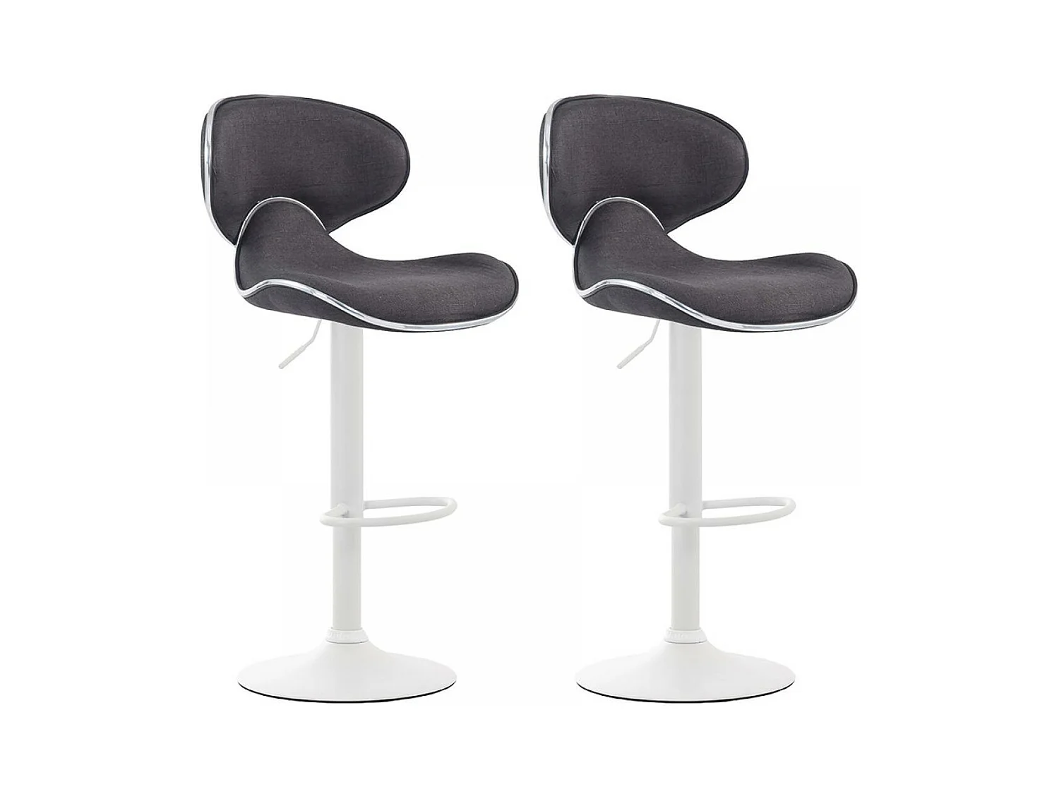 Lot de 2  Tabouret de bar - Tissu & Métal chromé - Gris foncé - Las Vegas V2