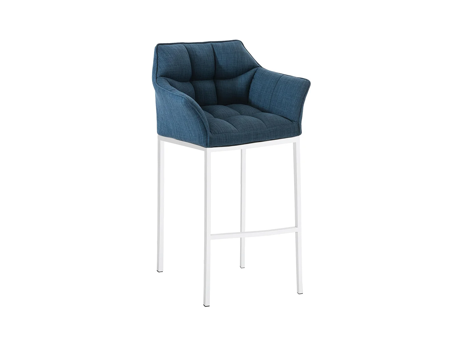 Tabouret de bar - Tissu & Blanc - Bleu - Damaso