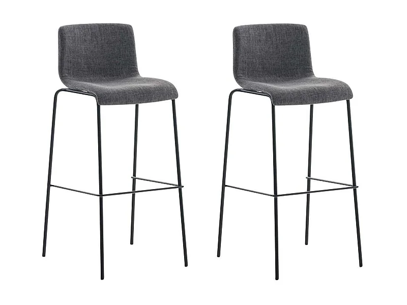 2er Set Barhocker - Stoff & schwarz - hellgrau - Hover