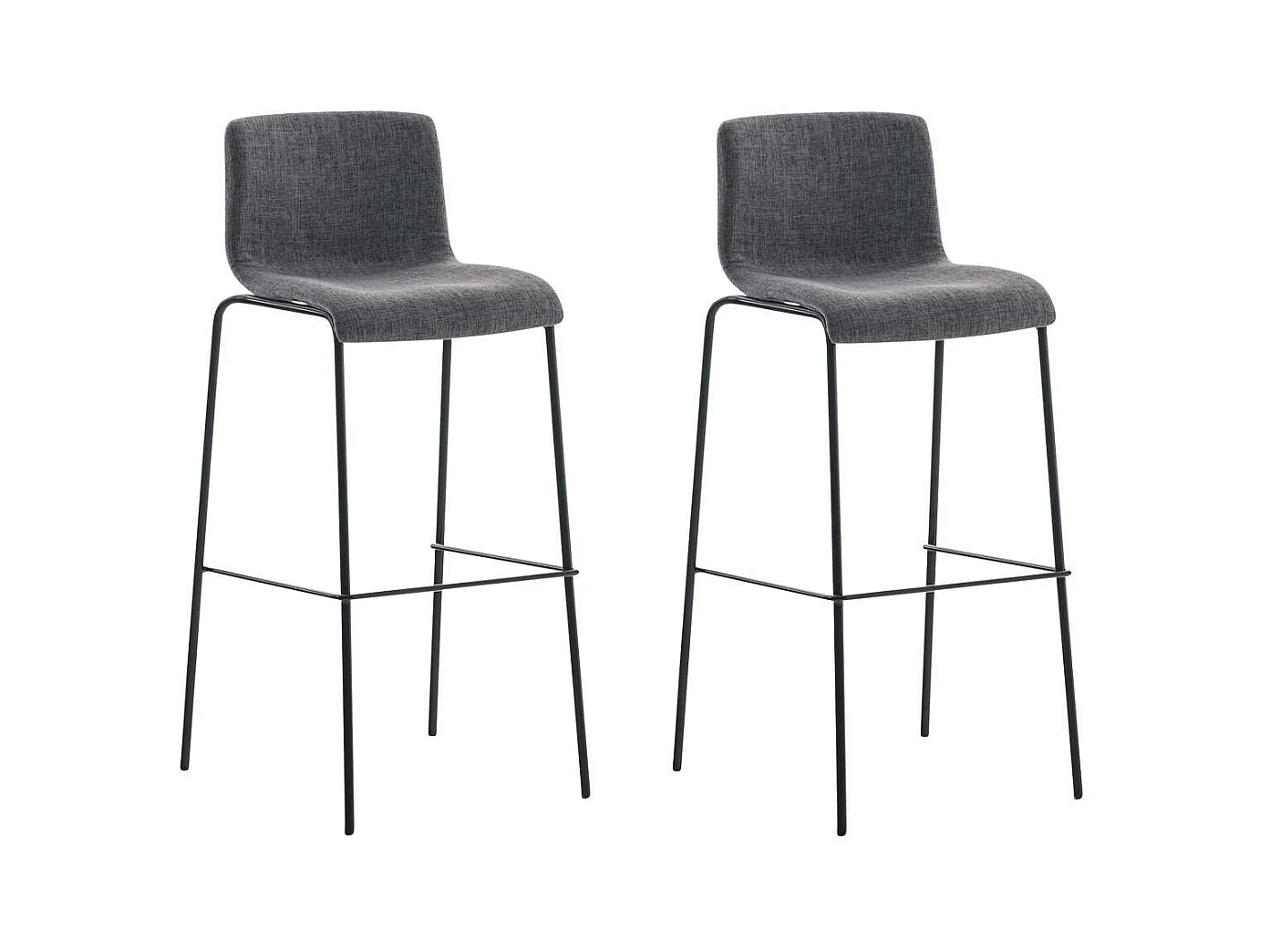 Lot de 2  Tabouret de bar - Tissu & Noir - Gris clair - Hover